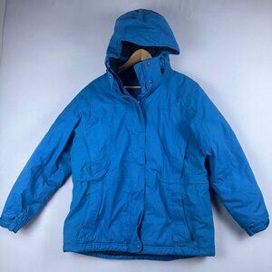 L.L.Bean Winter Warmer Jacket Womens Size Large Hooded Full Zip Up Blue
